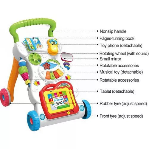 4 in 1 Baby Music Walker Baby Learn Walk Stand Trolley