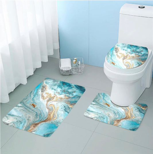 Bathroom Rugs Set 3 Piece Beautiful 3D