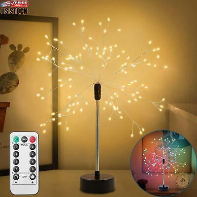 8 Modes LED Firework Starburst Table Lights Dimmable Lamp Remote Control Decor