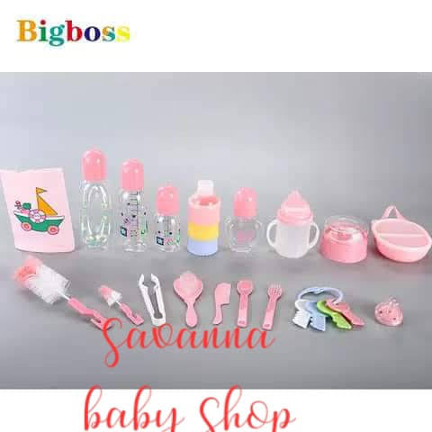 Baby Feeding Bottle Set 11pc Pink/Blue