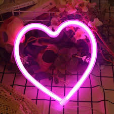 Heart Neon Sign Lamp 38.5cm x 2.37cm x 30cm Pink, Red, Blue Warm White USB & Battery Operated