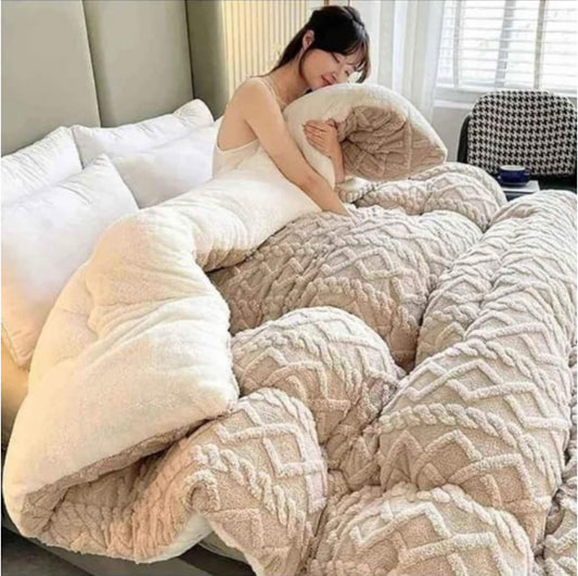 5pc Thickened Warm Double-Sided Fleece Quilt