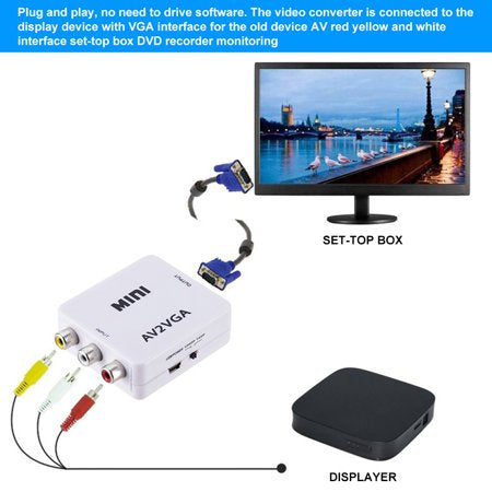 Mini AV2VGA Video Converter Convertor Box AV RCA CVBS to VGA Video Converter Conversor with 3.5mm Audio to PC HDTV Converter