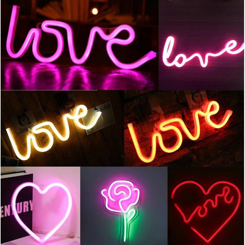 Love Neon Sign Lamp 15 cm x 2.3cm x 36cm Pink, Red, Blue, Warm White USB & Battery Operated