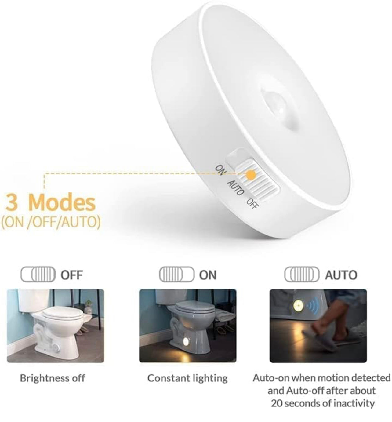 Motion Sensor Lamp Human Body Induction Night Light for Car, Indoor, Closet, Stairs, Wardrobe, Kitchen, Cupboard with Magnetic Base