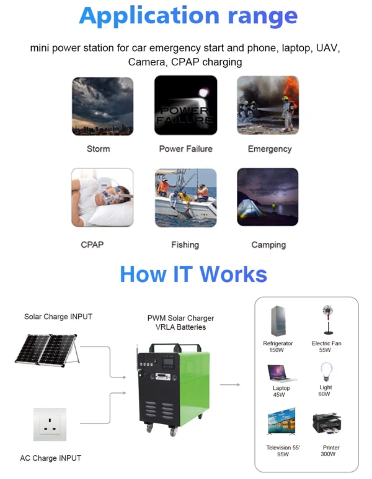 UPS solar system 150W inverter for external battery UPC panel uninterruptible power bank