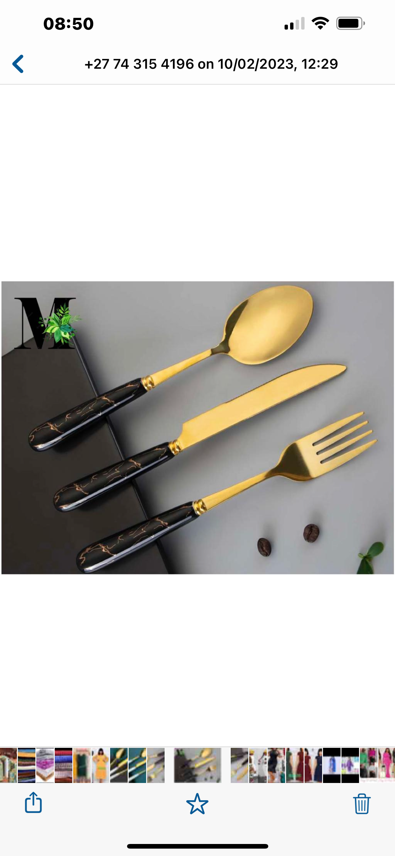 3pcs Marble Pattern Handle Cutlery Set