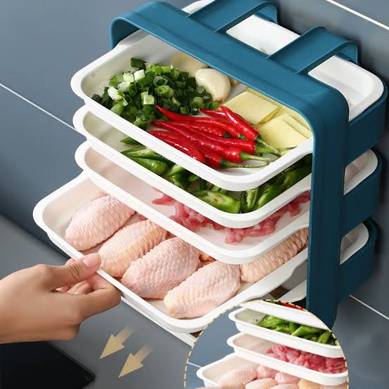 New 6 Layers Wall-mounted Dish Organizer Rack Kitchen Fruit Vegetable Storage Holder Wall-hanging  Shelves Pantry Organizer Box