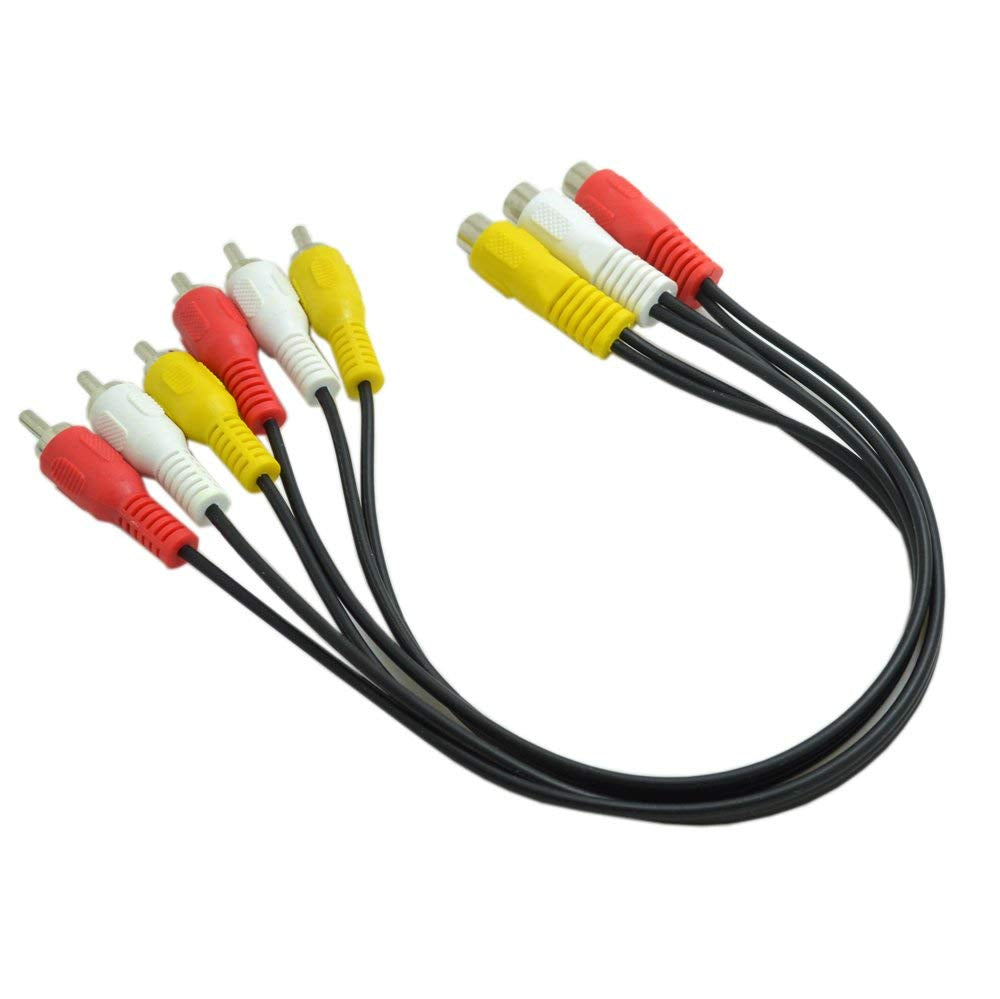 3 RCA Female to 6 RCA Male Audio Video Spliter Cable Composite Extension AV