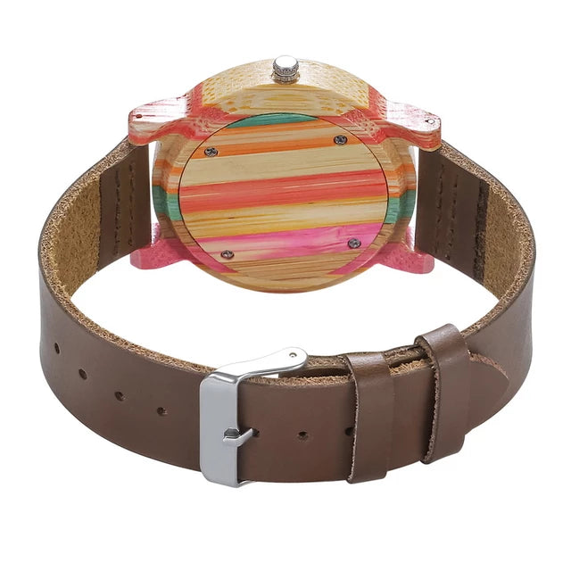 Women’s Luxury Wood Dial/Leather Strap Watch