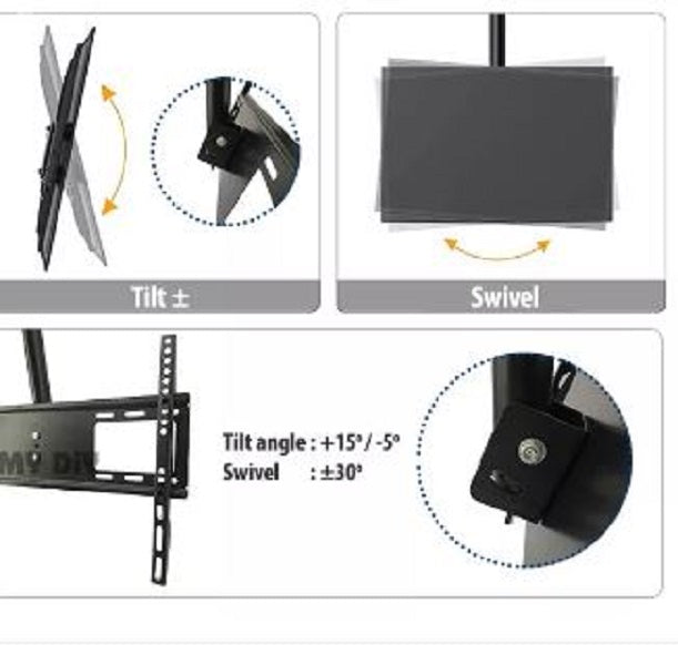 Adjustable Telescopic Flat Panel Tilt Ceiling TV Bracket 32 Inch – 70 Inch