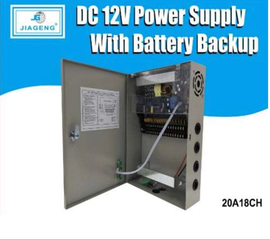 DC12V Power Supply with Backup Battery 20A 18 Channel