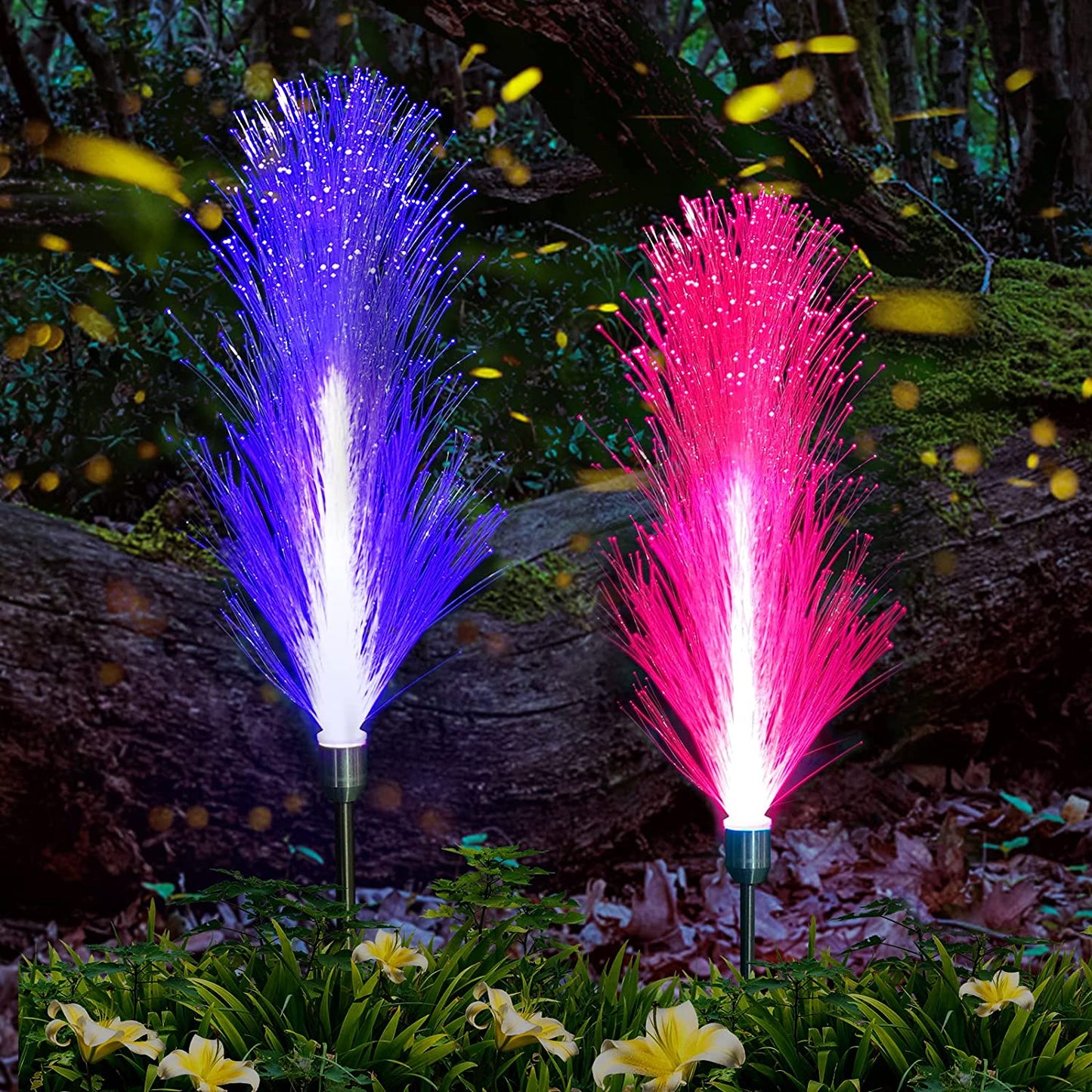 7 Colour Solar Powered Triple Layer Fiber Optic Light 2pcs