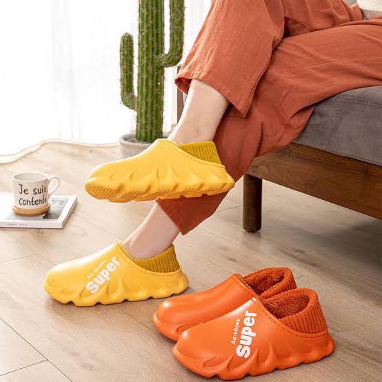 Winter Home Cotton Slippers Waterproof Warm Plush Household Slides Indoor Home Thick Sole Footwear Non-Slip Solid Couple Sandals