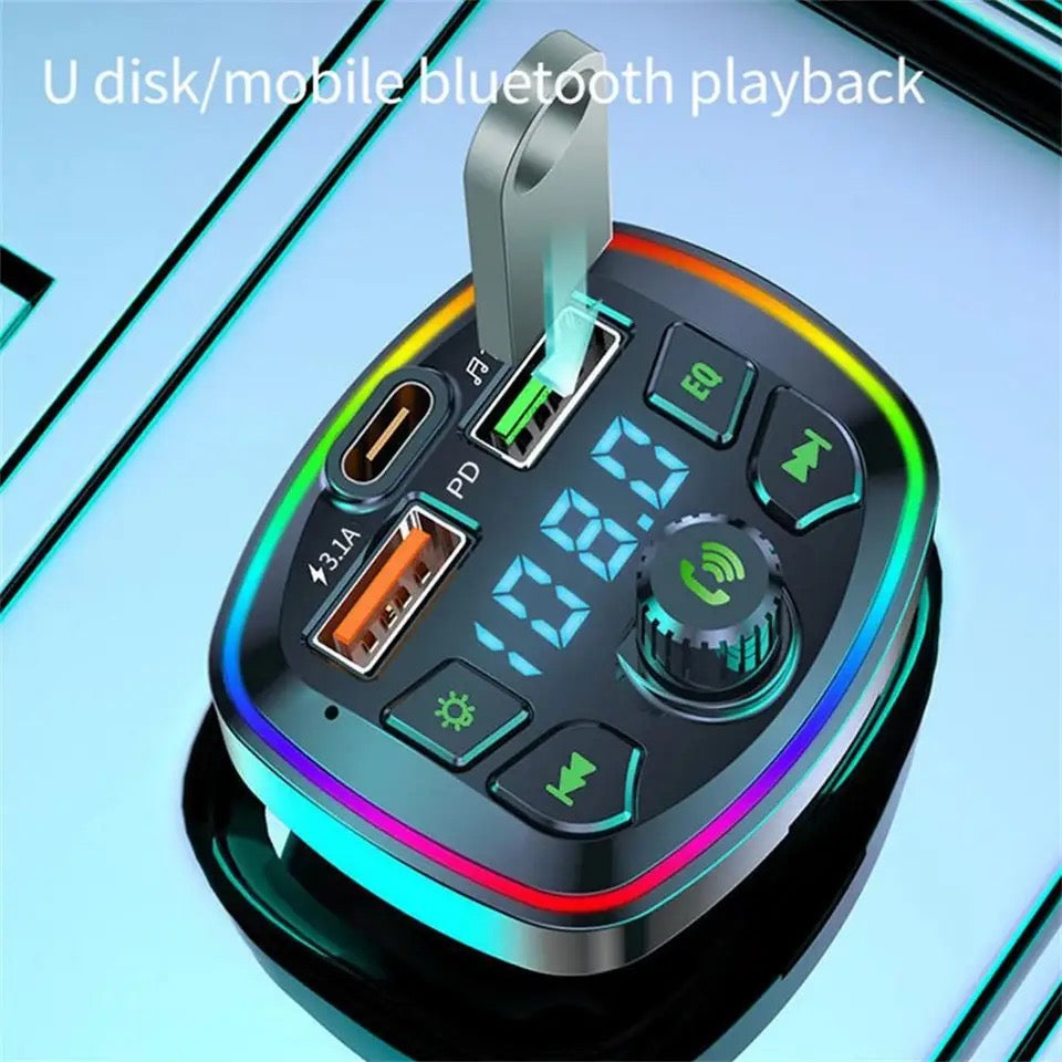 C6 QC3.0 Car MP3 Player 7 LED Colours