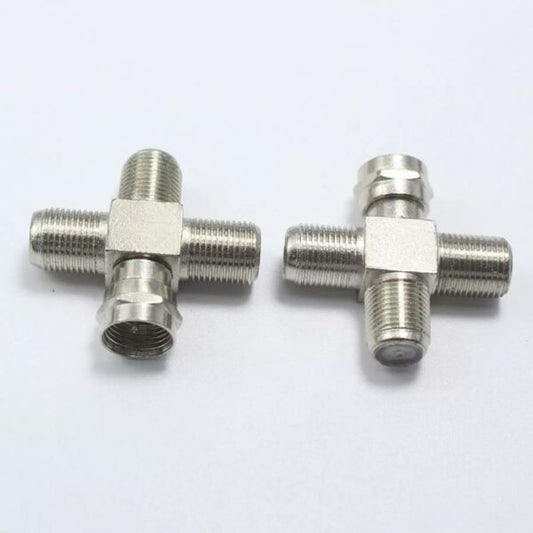 RF Coaxial F Male to Triple Female Plug jack 3 in 1 TV Plug T Type Antenna adapter Connector