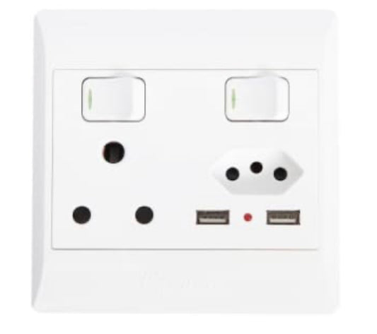 USB 4×4 wall plug socket