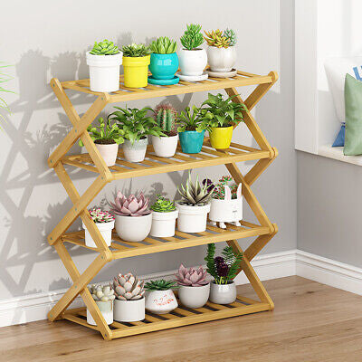 No Installation Bamboo Ladder Shelf Plant Stand Flower Rack Bookshelf Shoes Rack