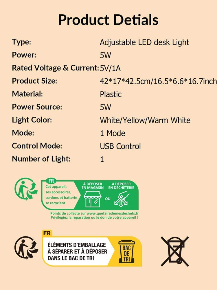 USB Cold and Warm Touch Desk Lamp