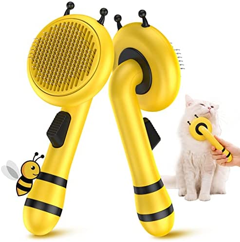 Pet Grooming Brush, Cute Bee Design And Soft Ergonomic Handle, Pet Comb For Cats & Dogs,pet Cleaning Slicker Brush Gently Removes Loose Undercoat