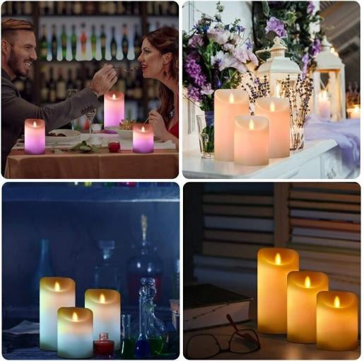 MART 3 Pcs/Set Flameless LED Candle Light Smokeless for Christmas Party Wedding Safety Home Cafe Bar Deco