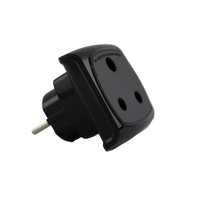 Adaptor 2Pin Euro-South African Socket - Black