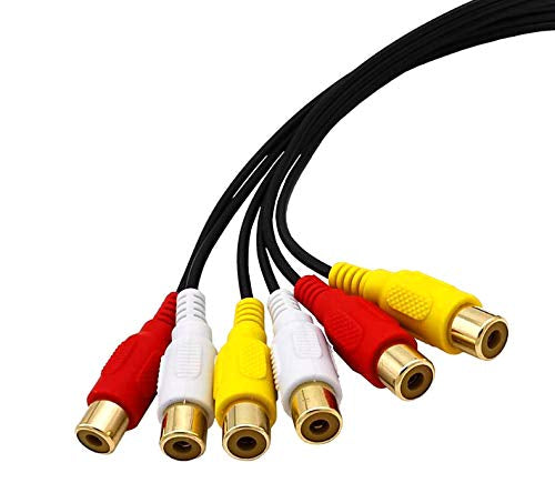 3 RCA Male Jack to 6 RCA Plug Spliter Audio Video AV Cable