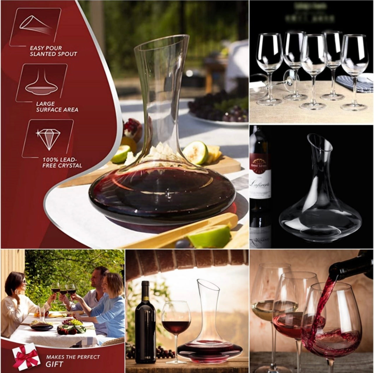 Wine Decanter & 6 Pc Glass Set