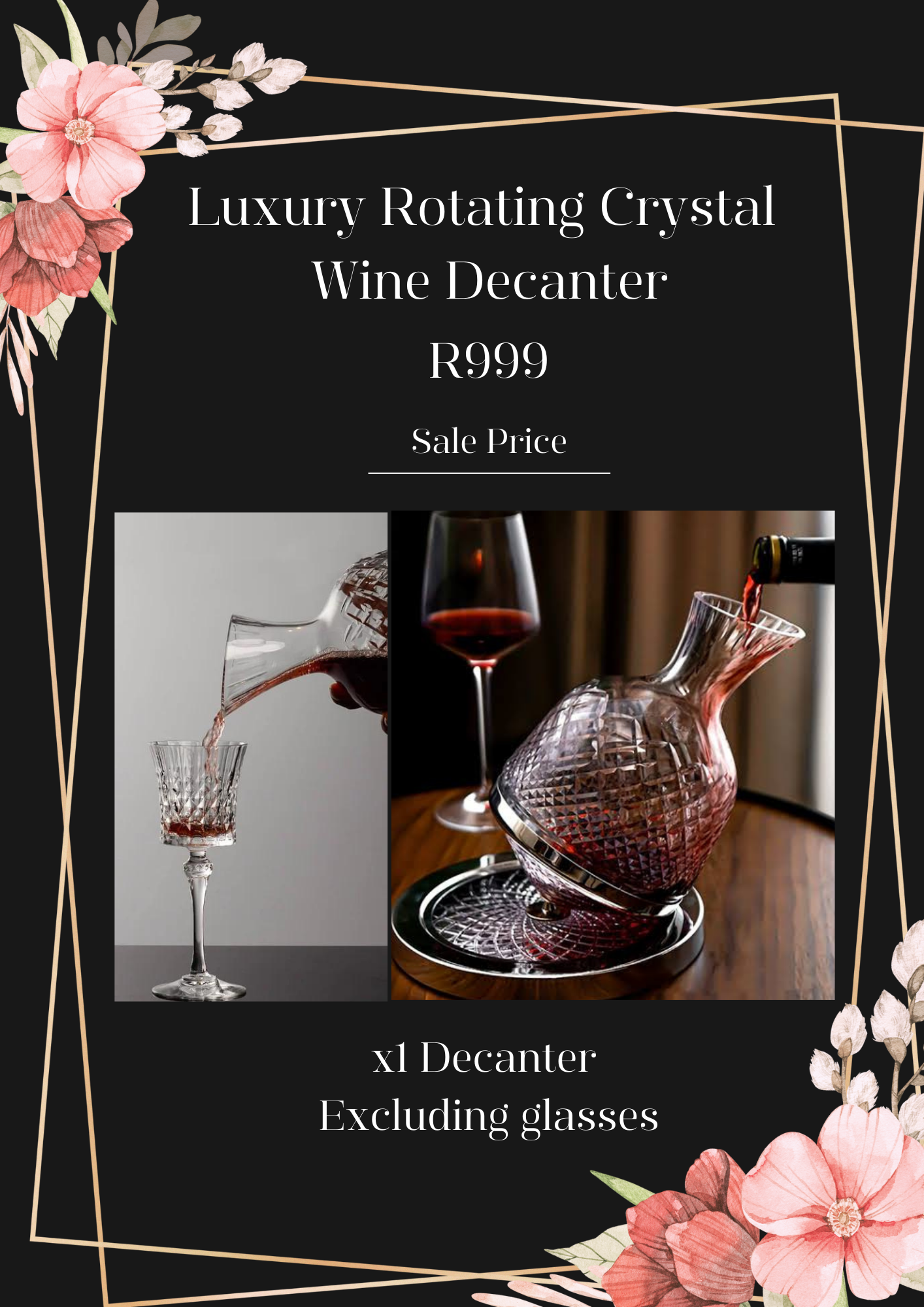 Luxury Rotating Crystal Wine Decanter