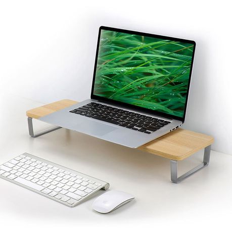 Wood Monitor Stand Desk for Computer Screens and Laptop
