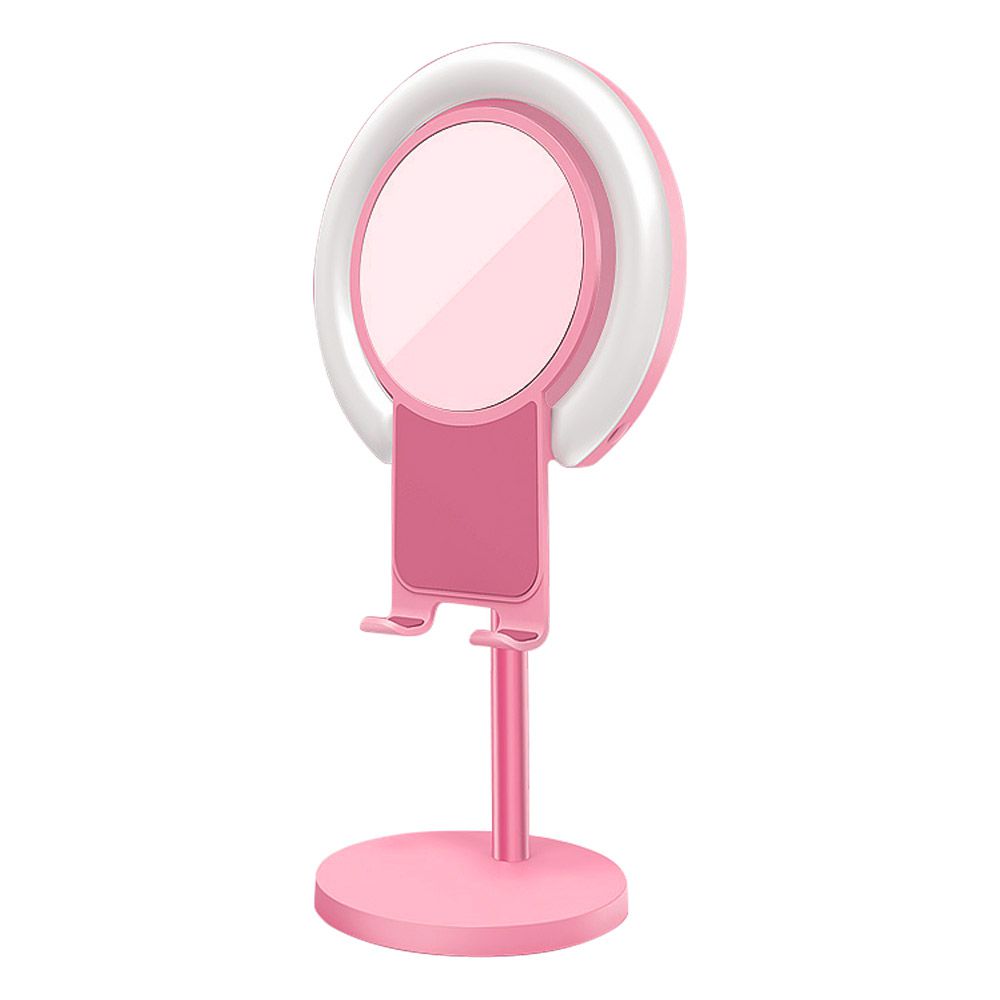 LED Ring Light Desktop Makeup Lighting with  Mirror and Cellphone Holder -White