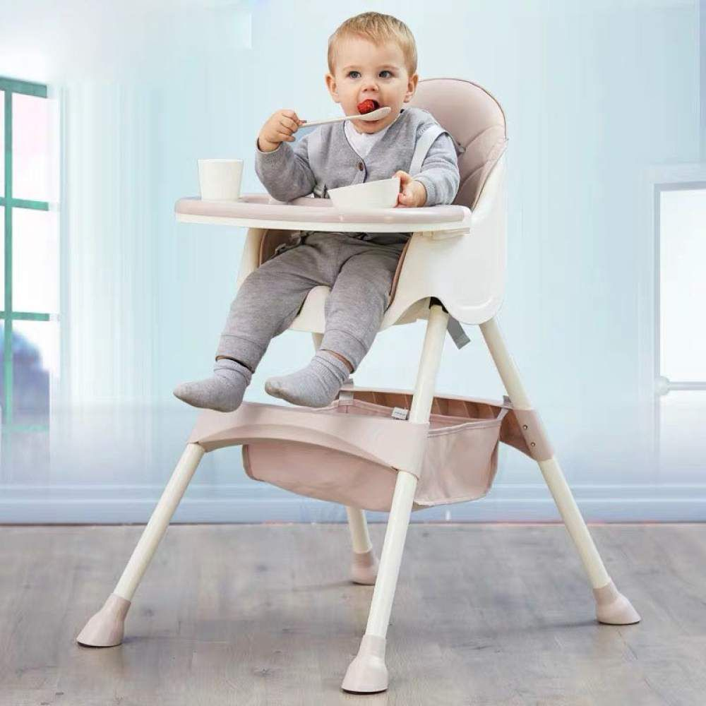 Multifunctional Adjustable Baby Feeding High Chair-Pink